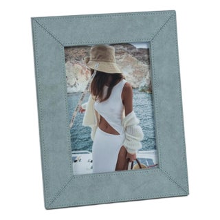 Suede Lux Photo Frame - Côte d'Azur Blue - 5" x 7" For Sale