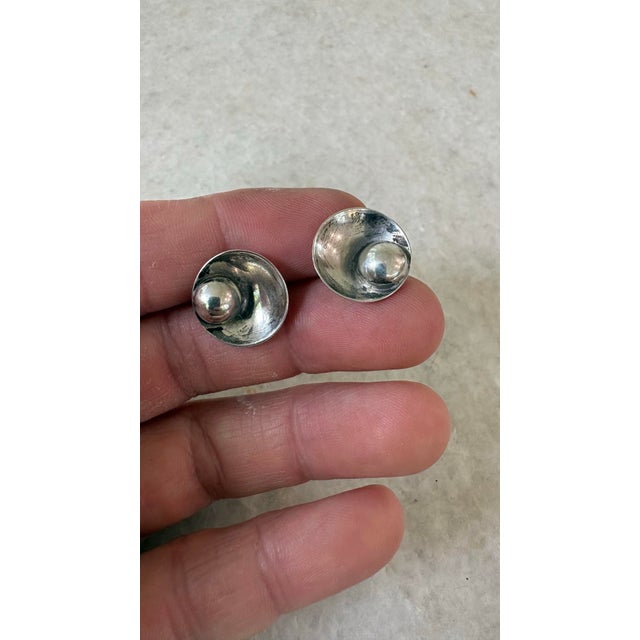 Mid 20th Century MCM Sterling Silver Cufflinks Hans Hansen in Denmark. For Sale - Image 5 of 5