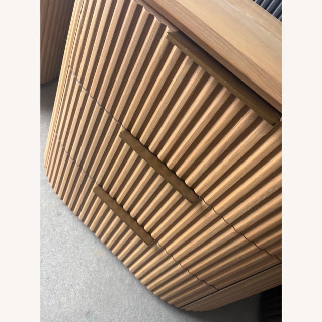 Brown Set of 2 Restoration Hardware (Rh) Byron Nightstand Set – Light Oak / Brass | Closed + Open Silhouettes For Sale - Image 8 of 8