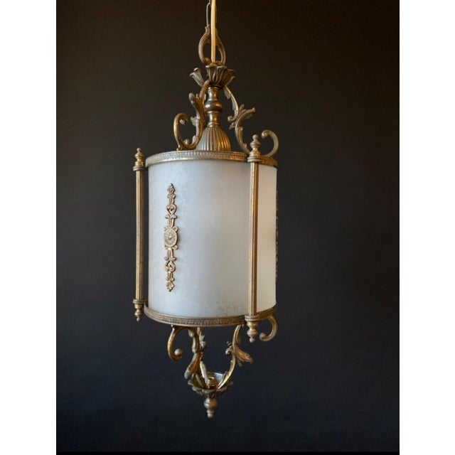 Glass and Brass Lantern, 1960s For Sale - Image 10 of 10