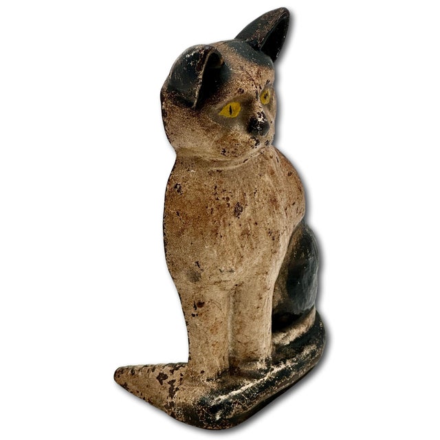 Very Rare Model Vintage 1930s "Wedge" Type Cast Iron Sitting Cat Doorstop by Spencer Guillford For Sale - Image 14 of 18