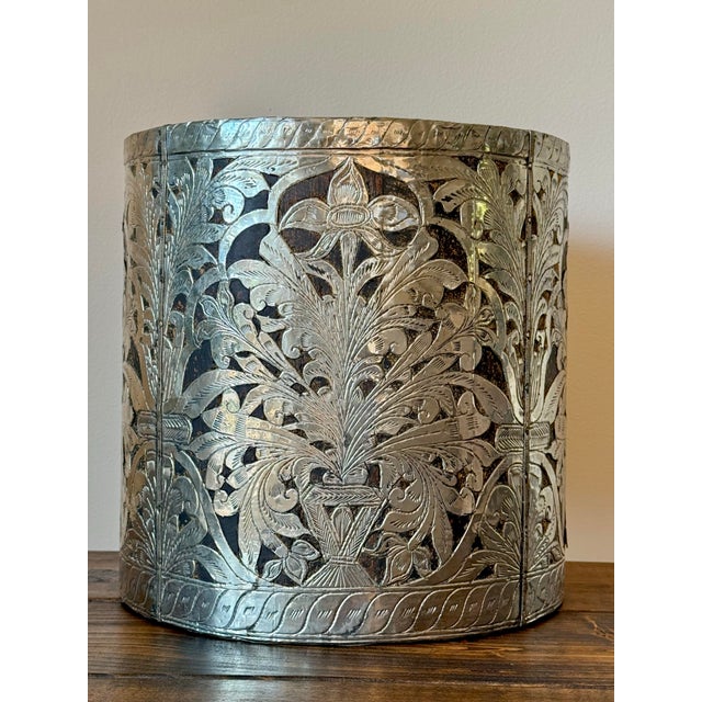 Indian Late 20th Century Silver Metal Covered Wooden Planter For Sale - Image 3 of 8