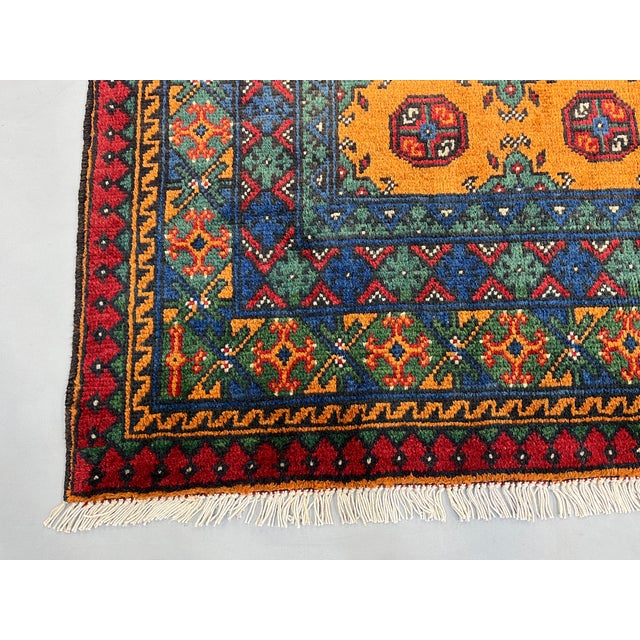 Golden Ochre Mori Gul Tribal Area Rug With Geometric Borders, 4'10" X 6'8" For Sale - Image 10 of 16