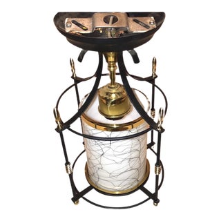 Vintage 1958 Mid-Century Modern Black Gold and White Sputnik Atomic Pendant Ceiling Light For Sale