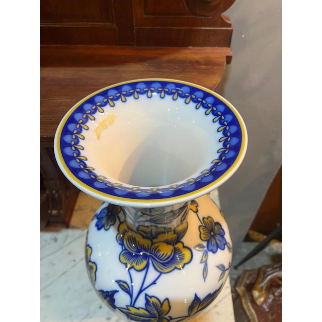 Mid-Century Bavarian Cobalt Blue and Yellow Porcelain Vase, Germany, 1950s For Sale - Image 6 of 8