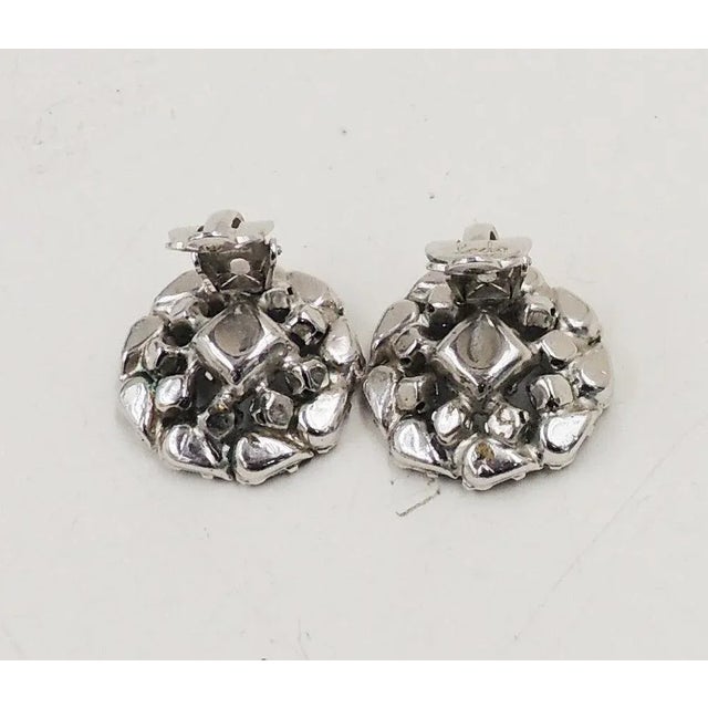 Vintage Signed Ledo Faux-Aquamarine & Faux-Sapphire Clip Earrings - 2 Pieces For Sale - Image 4 of 9