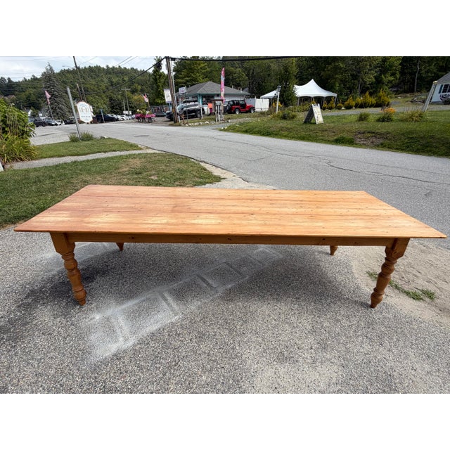 Apricot Custom Made Pine Harvest Table For Sale - Image 8 of 11