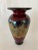 Metal Gold and Silver Leaf Infused Red Cased Glass Lipfoot Vase For Sale - Image 7 of 7