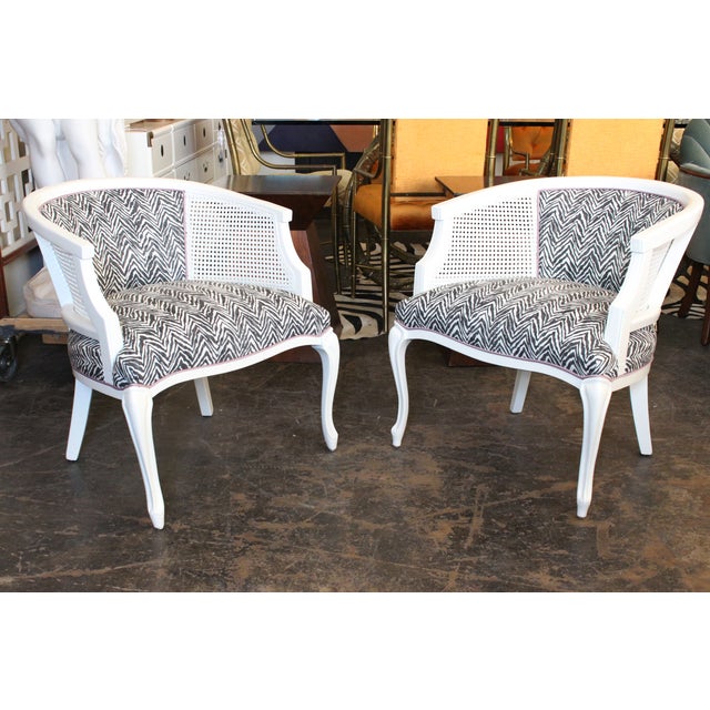 Newly Lacquered & Upholstered Cane Chairs A Pair Chairish