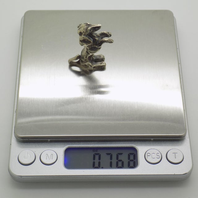 Silver Vintage Italian Handmade Genuine Silver Standing Dog Figurine Solid Miniature For Sale - Image 8 of 9