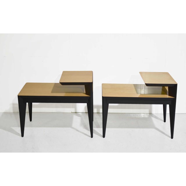Wood 1950s MCM Atomic Two-Tier End Table - Set of 2 For Sale - Image 7 of 13