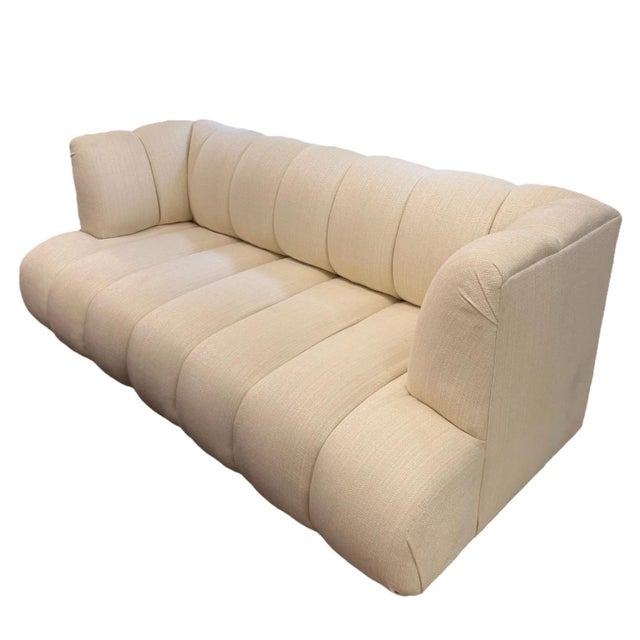 1980s Vintage Creme Channel Sofa For Sale - Image 5 of 6