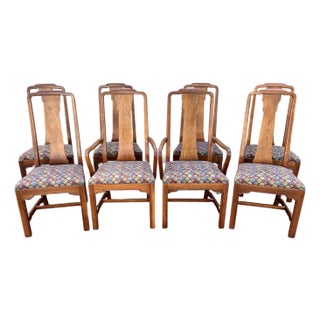 1980s Ethan Allen Canova Campaign Cherry Dining Chairs- Set of 8 For Sale