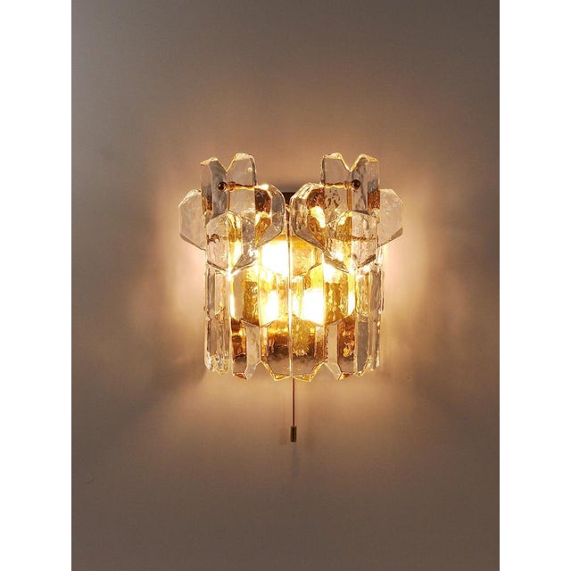 Mid-Century Gilt Brass and Crystal Icicle Glass Scone attributed to J. T. Kalmar for Kalmar, 1970s For Sale - Image 11 of 18