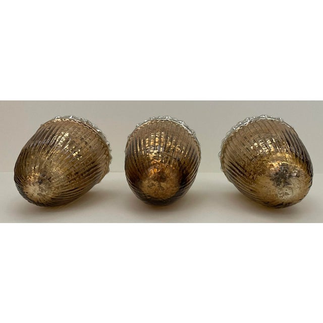 Rustic European Late 20th Century Large Mercury Glass Acorn Ornaments - Set of 3 For Sale - Image 3 of 3