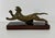 Striking French Art Deco bronze sculpture depicting a leaping panther, dating to the 1940s. The composition fully embodies...