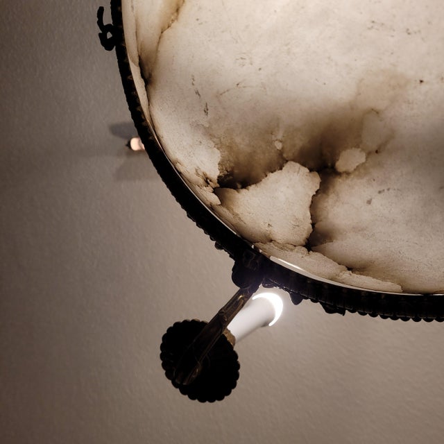 Early 20th Century Art Nouveau Ceiling Lam in Alabaster and Gilt Bronze, France, 1930s For Sale - Image 10 of 18