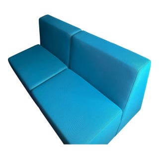 Steelcase Turnstone Campfire Big Lounge Loveseat Sofa in Turquoise For Sale