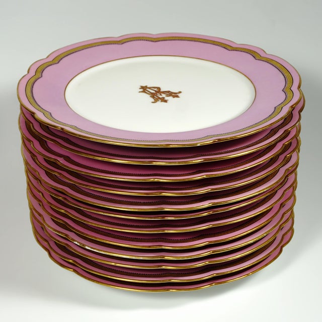 Antique French Old Paris Porcelain Pompadour Pink 15 Piece Dessert Service For Sale - Image 9 of 11