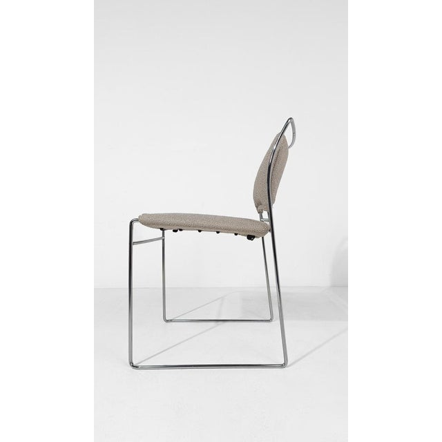 Gray Stackable Chrome Chairs with Ecru Bouclé Seats by Kazhide Takahama for Simon Gavina, 1970s, Set of 8 For Sale - Image 8 of 18