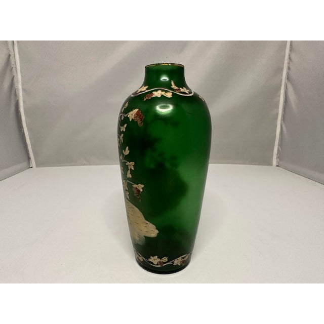 Art Nouveau Enamel Art Glass Vase: Maiden in Vineyard For Sale - Image 4 of 10
