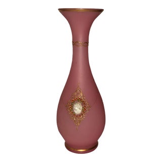 Vintage Murano Italian Pink Opaline Vase For Sale