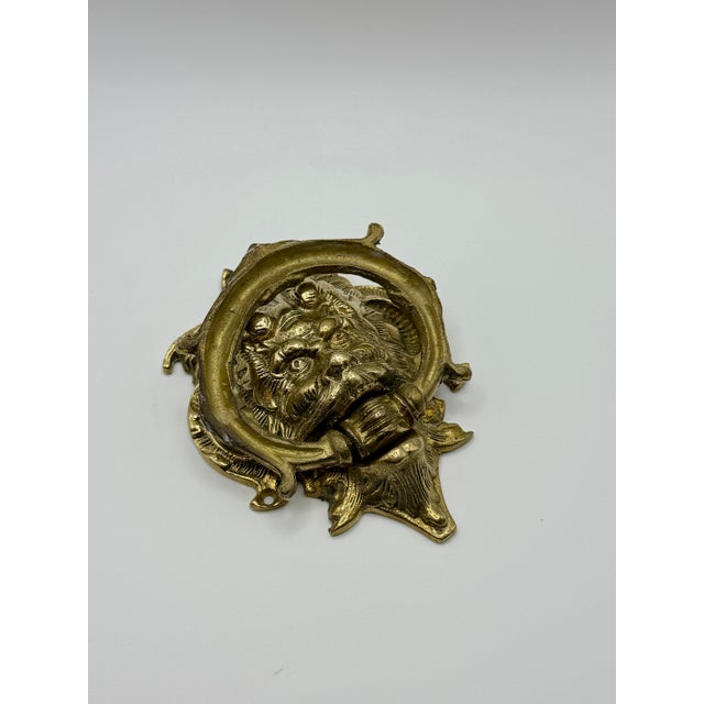 Vintage Italian Solid Brass Gothic Devil Door Knocker | Grotesque Mascaron Architectural Hardware For Sale - Image 4 of 6