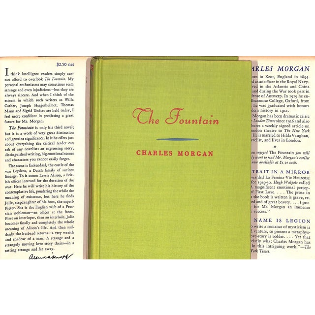 MORGAN, Charles [450] pp. Alfred A. Knopf 1932 Third Printing 7 3/4" x 5 1/2 Jacket design by FM The Fountain is a 1932...