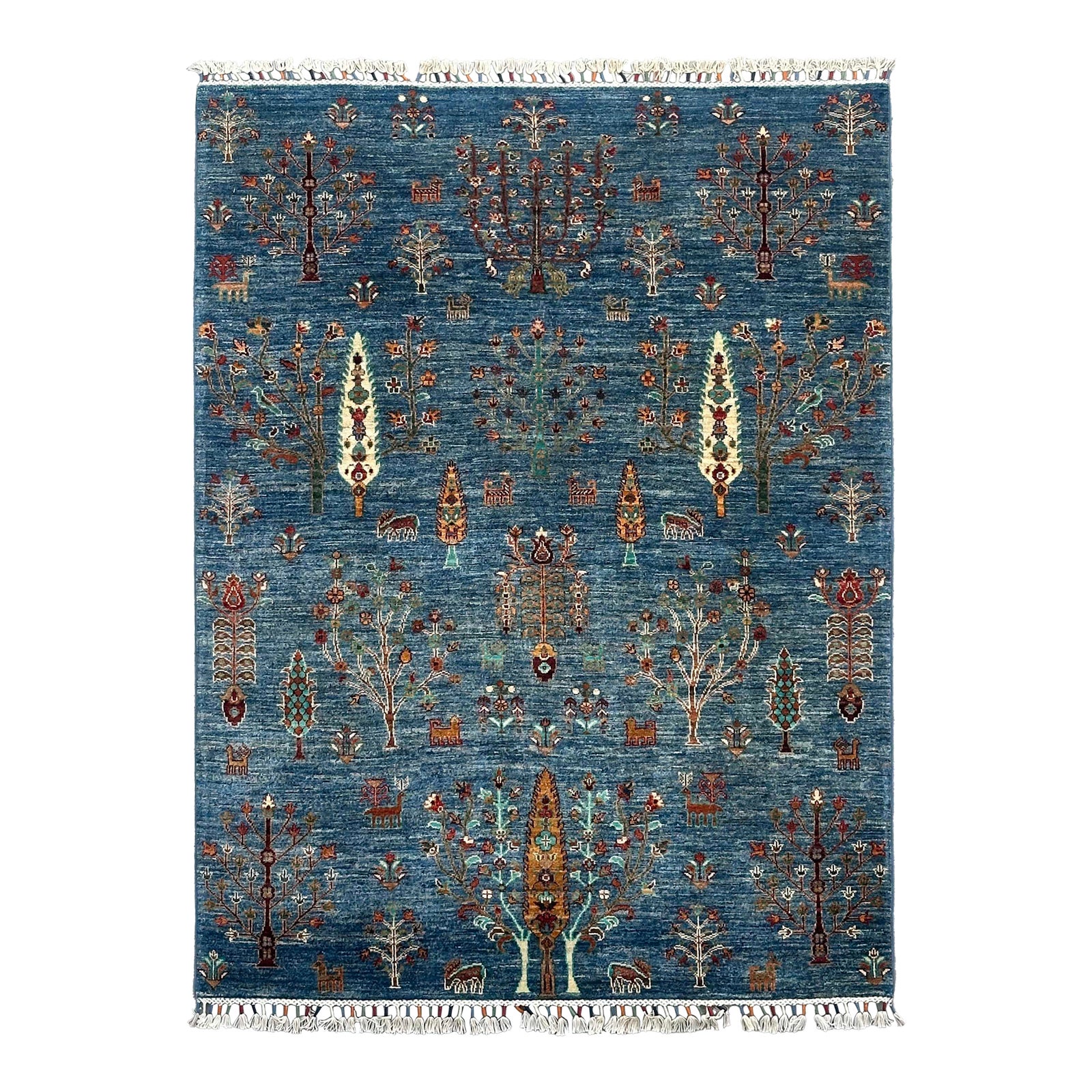 Area Gabbeh Tree of Life Rug – Hand Knotted Blue Wool Area Rug With ...