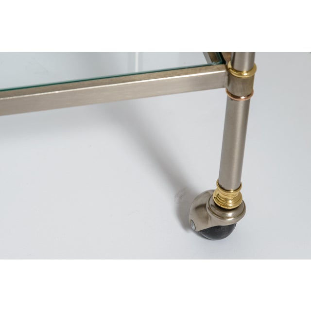 French Hollywood Regency Style Mixed-Metal Rolling Drinks Trolley, Circa 1970) For Sale - Image 10 of 10