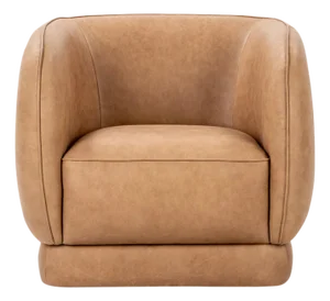 Tan Leather Modern Accent Chair