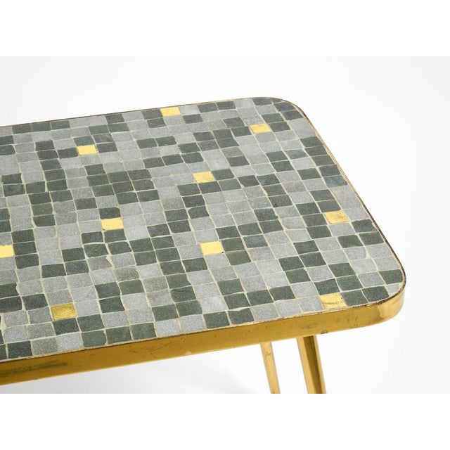 Mid-Century Modern Brass Side Table with Mosaic Surface by Münchener Zierspiegel, 1950s For Sale - Image 6 of 18