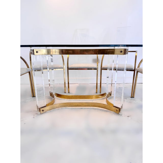 Gold Vintage Dining Suite in Acrylic and Brass by Charles Hollis Jones for Belgo Chrome, 1979, Set of 9 For Sale - Image 8 of 11