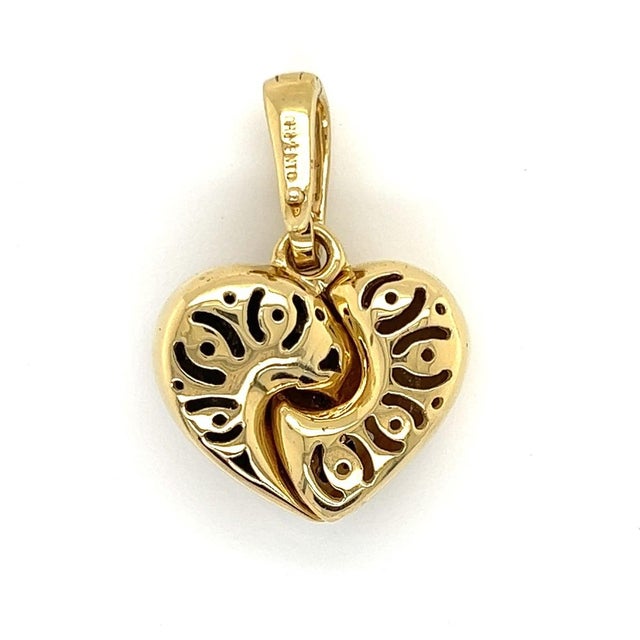 Mid 20th Century Chimento 18k Two Tone Gold Puffy Heart Pendant Charm Italy Designer For Sale - Image 4 of 9