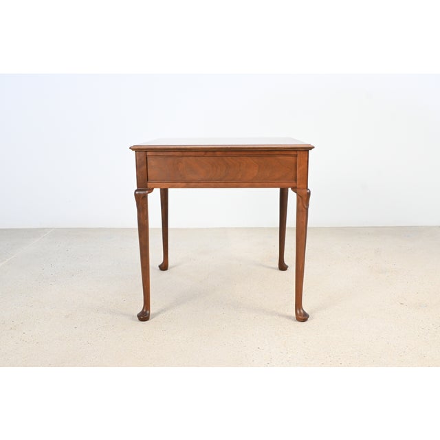 Baker Furniture Queen Anne Walnut and Burl Wood End Table For Sale - Image 10 of 12
