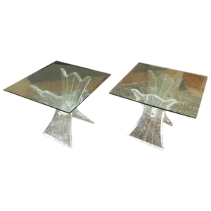 Mid-Century Lucite and Glass Side Tables - A Pair