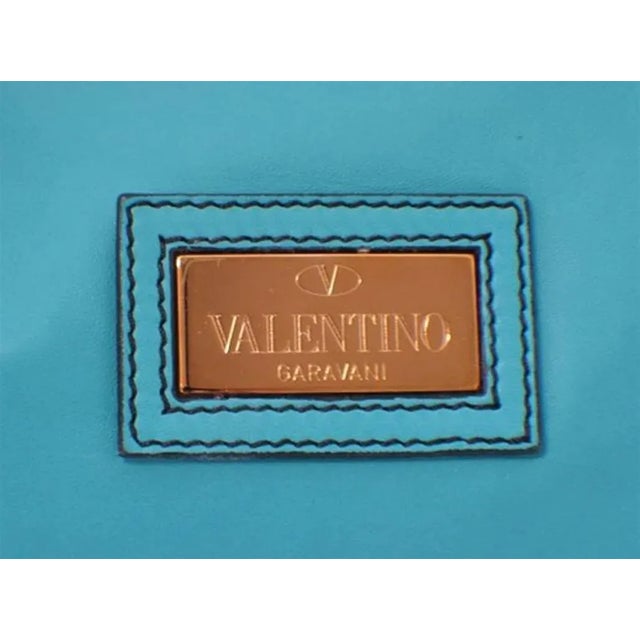 Early 21st Century Valentino Teal Lambskin Shoulder Tote Handbag For Sale - Image 5 of 6