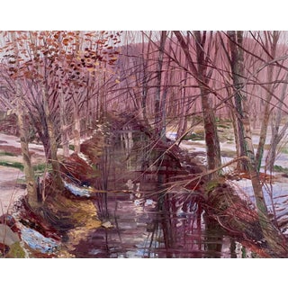 1985 Winter Stream Impressionist Landscape Oil Painting by e.j. Hartmann For Sale