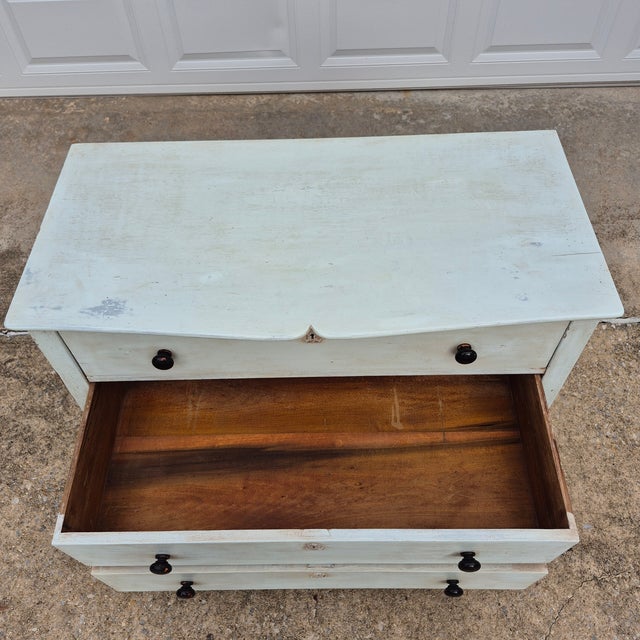 Aqua Circa Late 19th Century Gustavian Style Pale Aqua Painted 3 Drawer Dresser Chest Commode For Sale - Image 8 of 14