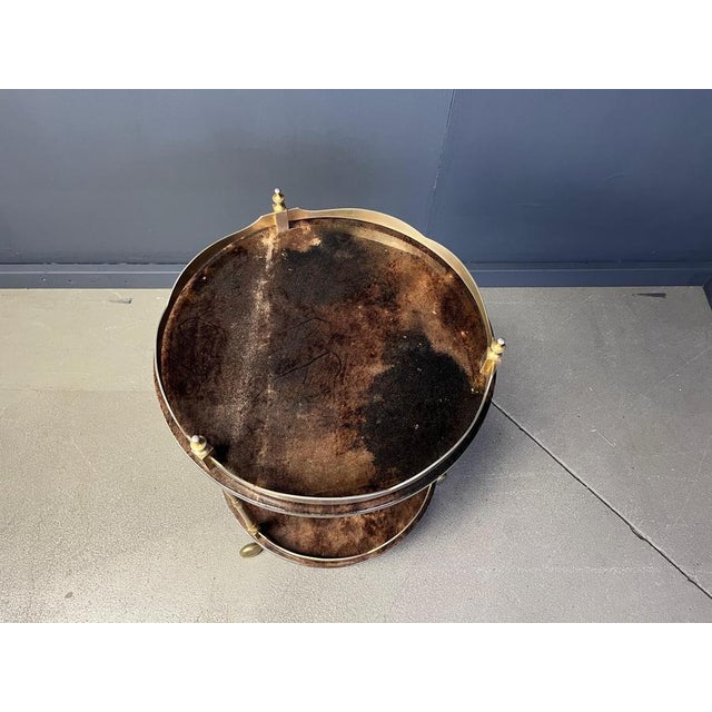 Italian Lacquered Goatskin Serving Bar Cart from Aldo Tura, 1960s For Sale - Image 9 of 12