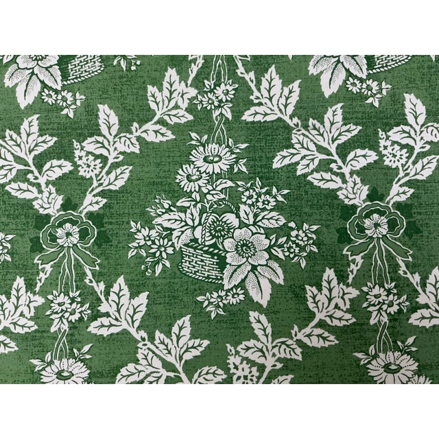 English Laura Ashley 6 Yds Cotton Fabric Green & White Summer Trellis New Old Stock Vintage 1996 Medium Weight 54" Wide For Sale - Image 3 of 5