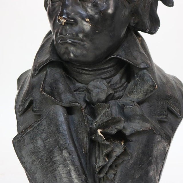 Late 19th Century Antique Terra Cotta Life Sized Bust of Beethoven Signed C1890 For Sale - Image 5 of 12