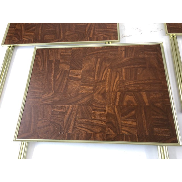 Vintage Mid Century Modern Faux Wood Tv Trays Set of 4 With Stand