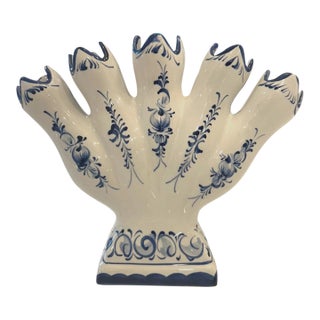 Vintage RCCL Jay Willfred Portugal Hand-Painted Finger Blue White Vase For Sale