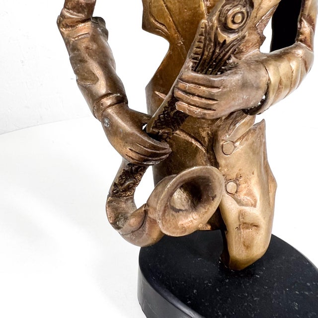 Vintage Jazz Player Saxaphone Musician Sculpture Figurine For Sale - Image 12 of 13