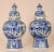 Blue Blue and White Chinoiserie Earthenware Lidded Vases from Royal Delft, 1940s, Set of 2 For Sale - Image 8 of 16