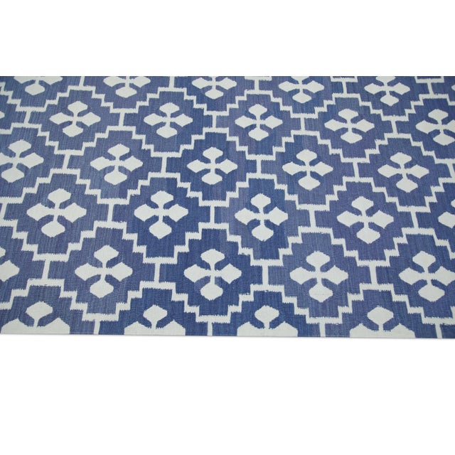 Early 21st Century Oriental Hand Knotted 21st Century Turkish Dusky Blue Kilim Rug 8'3" X 10'7" For Sale - Image 5 of 9