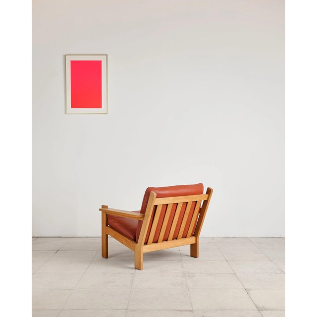 Brutalist Lounge Chair in Oak and Leather by Tage Poulsen, Denmark, 1970s For Sale - Image 6 of 16