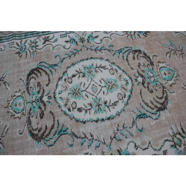Textile 1950s Asian Vintage Floral Desing Natural Wool Oushak Area Rug For Sale - Image 7 of 13