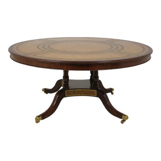 Maitland Smith Large Leather Top Mahogany Dining Table For Sale